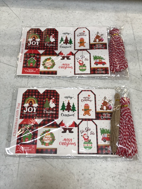 Photo 1 of 2CT - 100 Pieces Christmas Gift Tags?Christmas Kraft Gift Tags with Jute Twine Baker Twine for DIY Christmas Day Present Wrap Stamp and Label Package Name Card