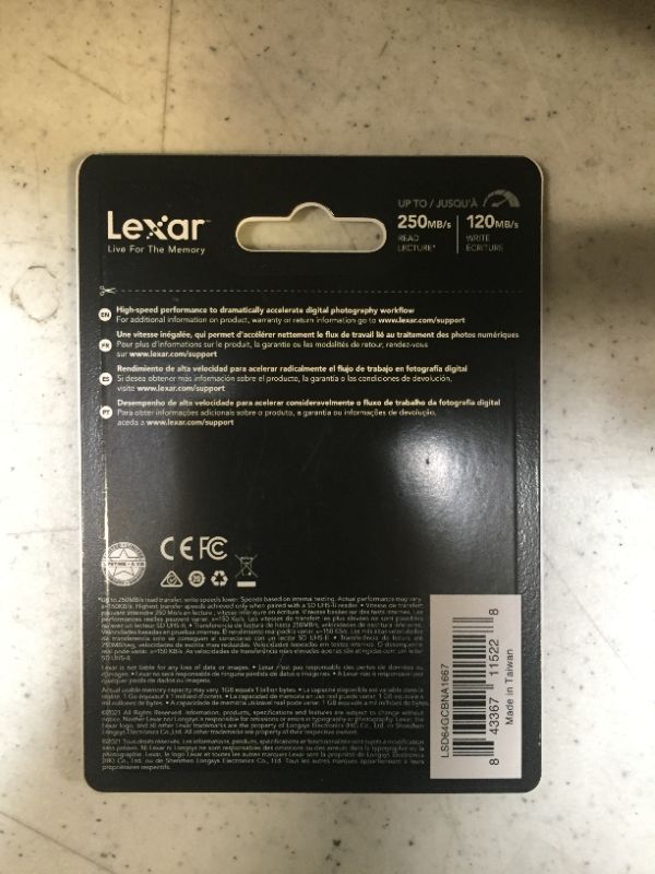 Photo 3 of Lexar Professional 1667x 64GB SDXC UHS-II Card, Up To 250MB/s Read, for Professional Photographer, Videographer, Enthusiast (LSD64GCBNA1667)