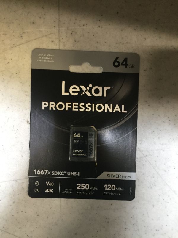 Photo 2 of Lexar Professional 1667x 64GB SDXC UHS-II Card, Up To 250MB/s Read, for Professional Photographer, Videographer, Enthusiast (LSD64GCBNA1667)