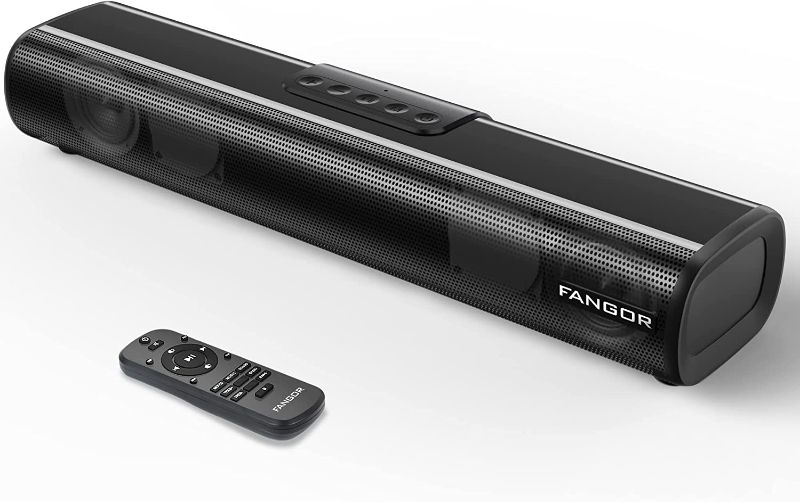 Photo 1 of FANGOR Sound Bars for TV, 16-Inch Small Sound Bar, Bluetooth Speaker, Built-in DSP, 60W 3 Equalizer Modes Audio, Bass Adjustable, Optical, HDMI, Aux, USB Connection for TV, Smartphones, PC
