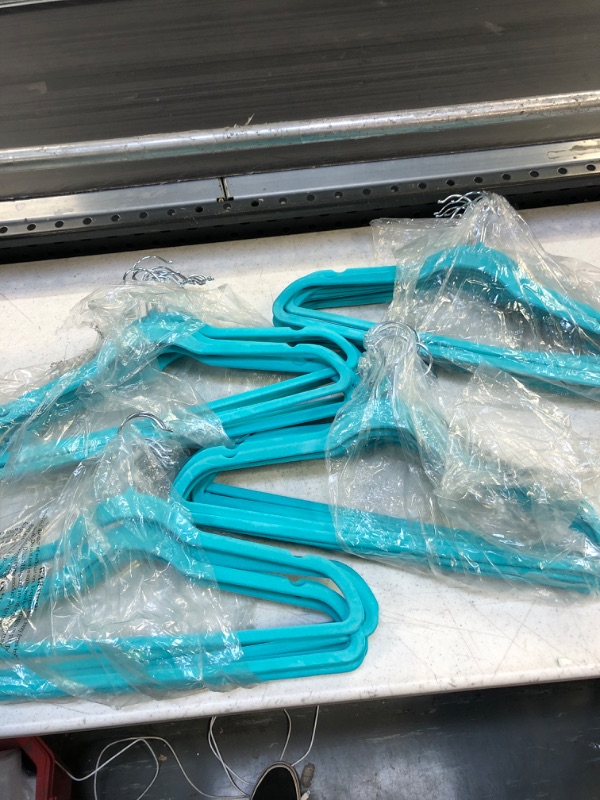 Photo 2 of Zober Velvet Hangers 48 Pack - Turquoise Hangers for Coats, Pants & Dress Clothes - Non Slip Clothes Hanger Set w/ 360 Degree Swivel, Holds up to 10 lbs - Strong Felt Hangers for Clothing **48 HANGERS NOT 50**
