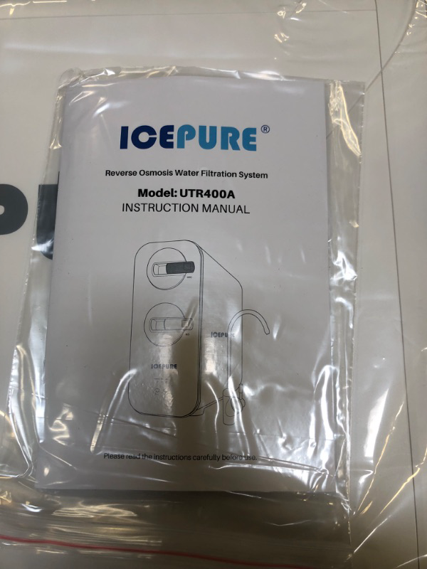 Photo 1 of ICEPURE Tankless Reverse Osmosis System, 600 GPD Fast Flow, 1.5:1 Pure to Drain, Smart Faucet, TDS Reduction, UL Listed Power, USA Tech, UTR400A RO Water Filtration System Under Sink, White UTR400A-System