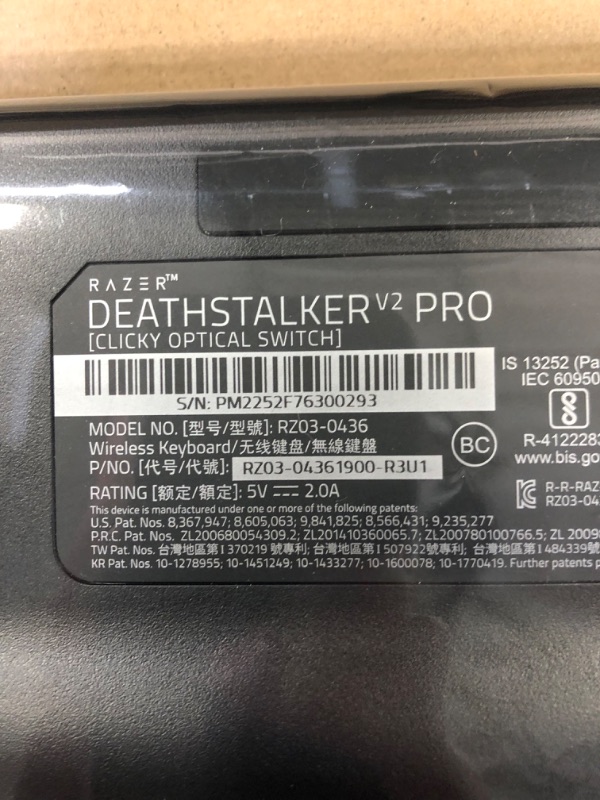 Photo 1 of Razer DeathStalker V2 Pro Wireless Gaming Keyboard: Low-Profile Optical Switches - Clicky Purple - HyperSpeed Wireless & Bluetooth 5.0-40 Hr Battery - Ultra-Durable Coated Keycaps - Chroma RGB DeathStalker V2 Pro Clicky Optical Switch