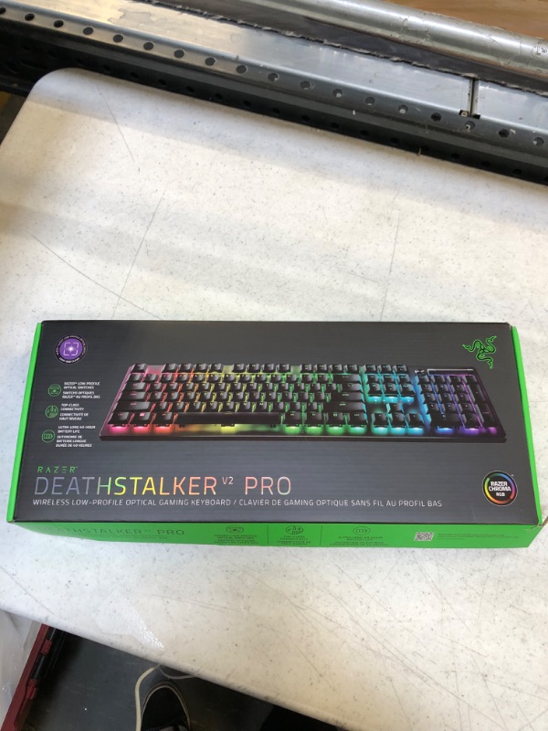 Photo 4 of Razer DeathStalker V2 Pro Wireless Gaming Keyboard: Low-Profile Optical Switches - Clicky Purple - HyperSpeed Wireless & Bluetooth 5.0-40 Hr Battery - Ultra-Durable Coated Keycaps - Chroma RGB DeathStalker V2 Pro Clicky Optical Switch