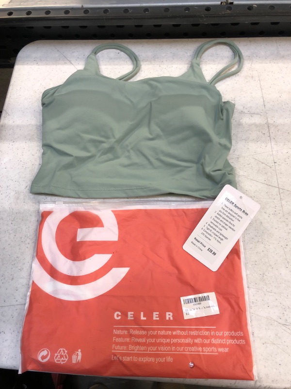 Photo 2 of CELER Women's Padded Sports Bra Double Longline Crop Tank Top Fitness Yoga Workout Top - 10