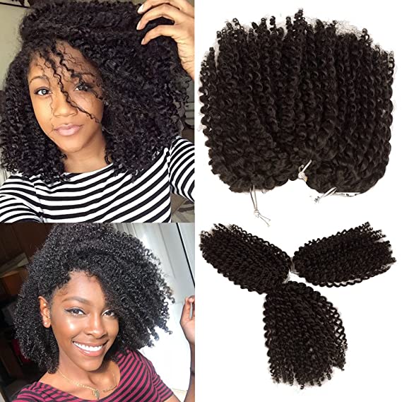 Photo 1 of 
Kinky Curly Crochet Hair 8 Inch Short Marlybob Jerry Curl Natural Black Color Afro Kinky Twist Hair Crochet Soft Synthetic Crochet Braiding Hair Extention For Black Women(1B)