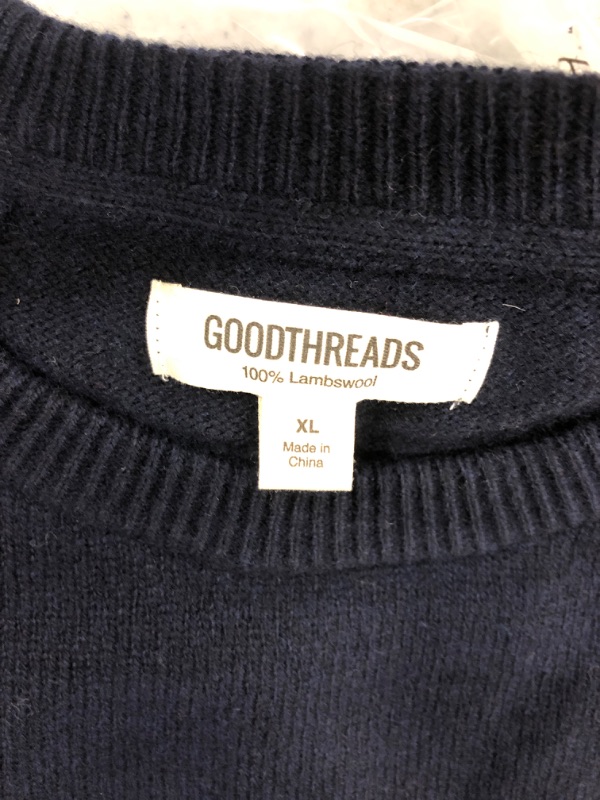 Photo 2 of Goodthreads Men's Lambswool Crewneck Sweater X-Large Navy- Size XL