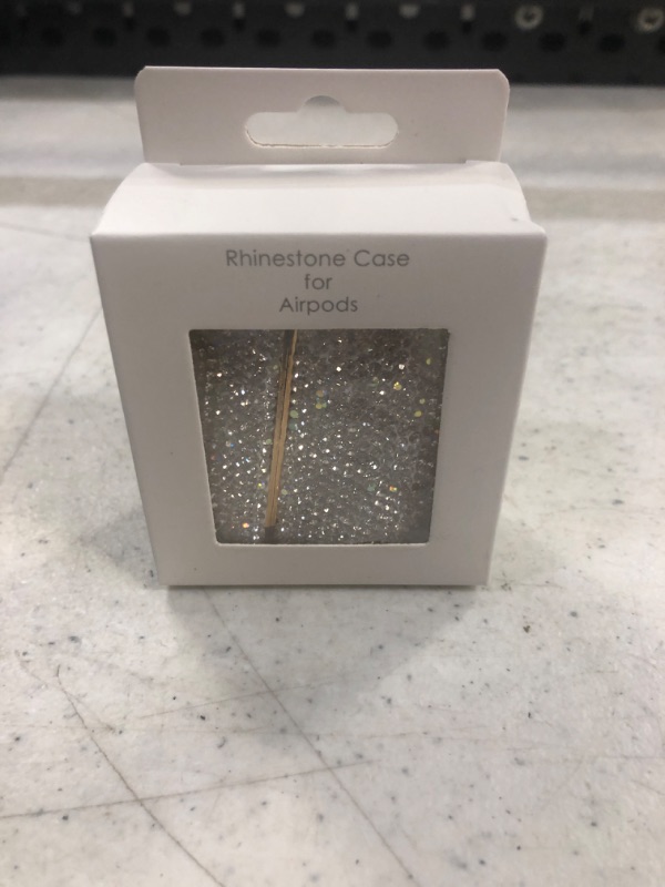 Photo 2 of Sparkly Diamond Case for AirPods Pro 1&2 Generation with Keychain, Shockproof Protective Premium Bling Rhinestone Cover Skin Compatible with AirPods Charging Case (White AB Gold)