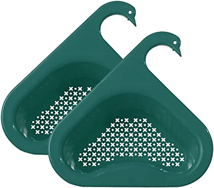 Photo 1 of Zecalaba Swan Drain Strainer Basket 2 PACK Plastic Kitchen Garbage Disposal Stopper Sink Corner Accessories for Faucets Diameter Max 1.8 inches, Green
