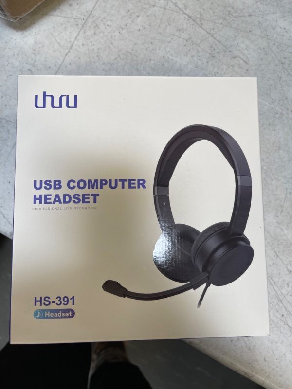 Photo 2 of USB Computer Headset with Microphone for Laptop, UHURU PC Wired Headset with Mic Noise Cancelling Lightweight for Skype Zoom Webinbar Home Office Online Class Call Center