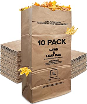 Photo 1 of 30 Gallon Kraft Lawn and Leaf Bags (10 Pack) Eco-Friendly Heavy Duty Large Paper Trash Bags, Tear Resistant Yard Waste Bags for Grass Clippings, Wet and Dry Leaves, Weeds, and Twigs - Stock Your Home - ++FACTORY SEALED++ / ++DAMAGE : SHOWN IN PICTURE++
