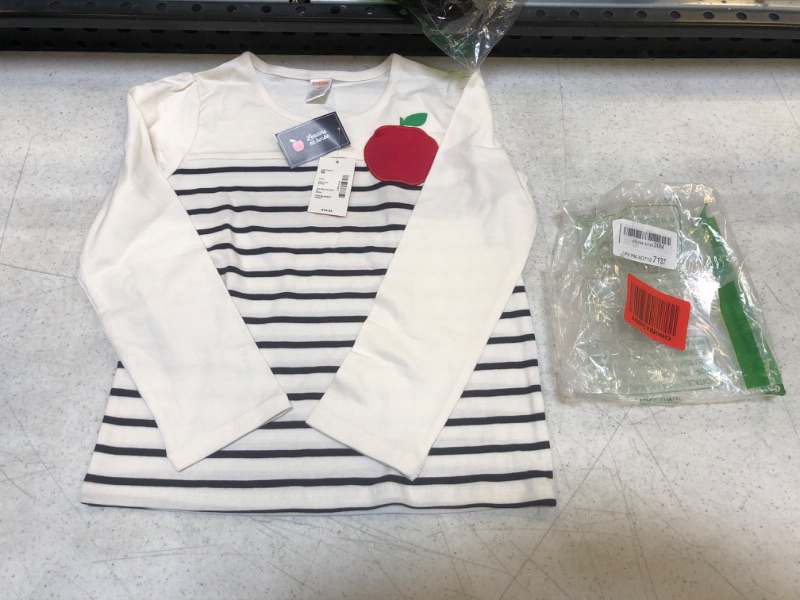Photo 2 of Gymboree Girls and Toddler Embroidered Graphic Long Sleeve T-Shirts 10 Apple Stripes