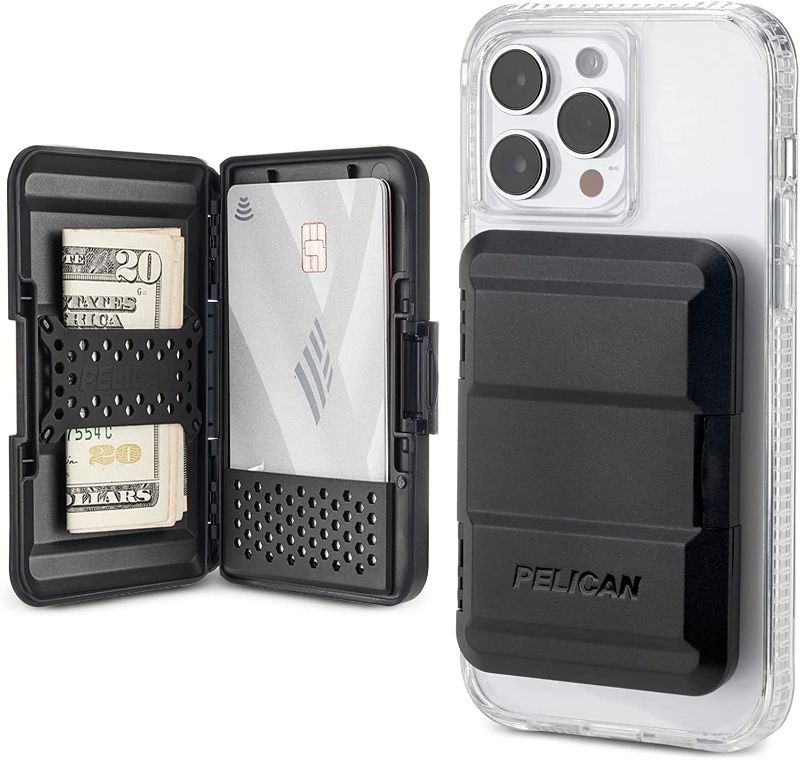 Photo 1 of Pelican Magnetic Wallet & Card Holder - Heavy Duty Snap-on MagSafe Wallet - Detachable Hard Shell Lightweight iPhone Wallet - for iPhone 14 Pro Max/ 14 Pro/ 14/13 Pro Max/ 13 Pro/ 12 Pro Max - Black
