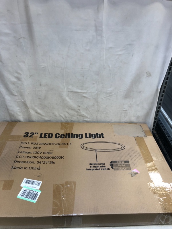 Photo 2 of 32 Inch Oval LED Flat Panel Light, White, 38W, 3800lm, 3000K/4000K/5000K CCT Selectable, 120°Beam Angle, Dimmable Edge-Lit Flush Mount Ceiling Light Fixture - ETL Listed 32 inch White.1