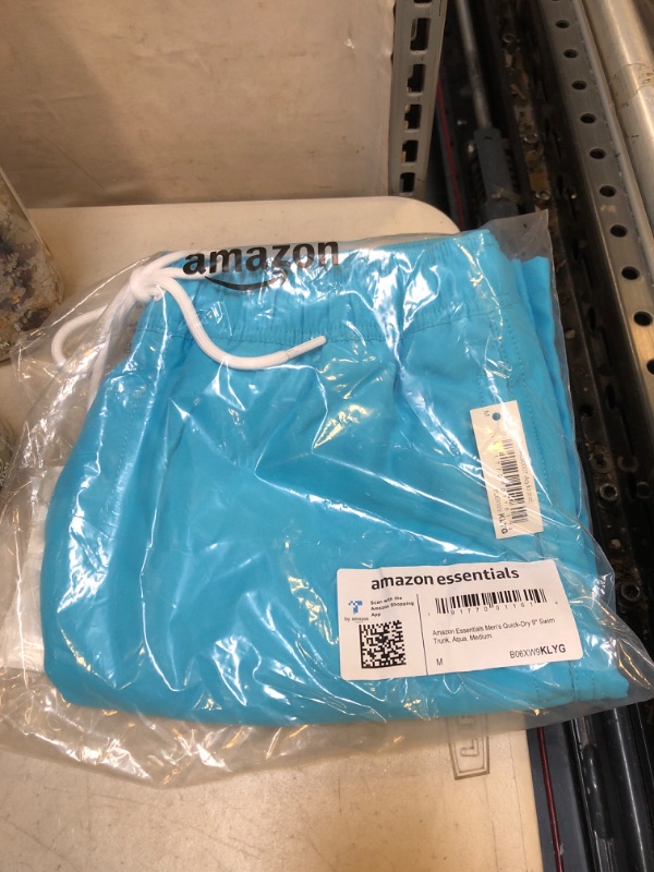 Photo 2 of Amazon Essentials Men's 9" Quick-Dry Swim Trunk Medium Aqua Blue