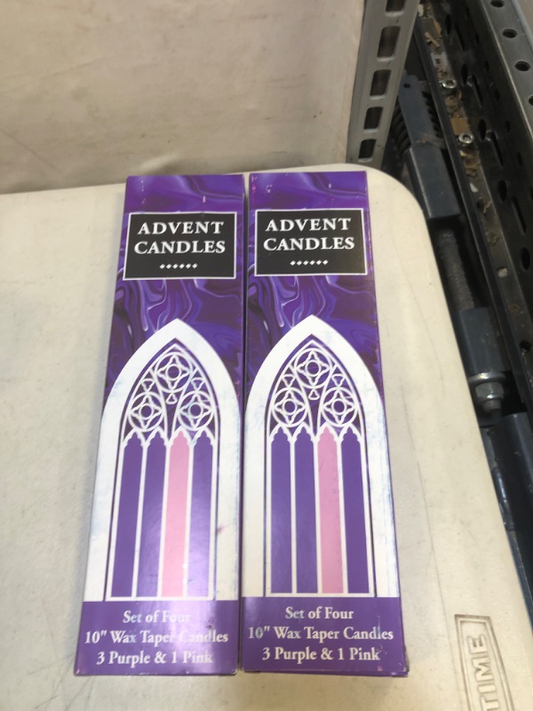 Photo 2 of 4 PCSAdvent Taper Candle Set, 3 Purple 1 Pink Candlesticks, 10 Inch Smokless and Dripless Candlesticks Bulk for Advent Christmas Seasonal Celebration and Daily Home Decoration 2PACK 8PCS TOTAL