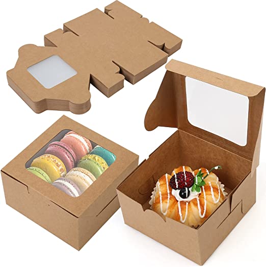 Photo 1 of  4x4x2.5 Inches, 55 Pc Pastry Boxes for Cookies, Macarons, Chocolates and Baked Goods, Small Treat Boxes for Holidays, Parties, Birthday, White Paper Cardboard