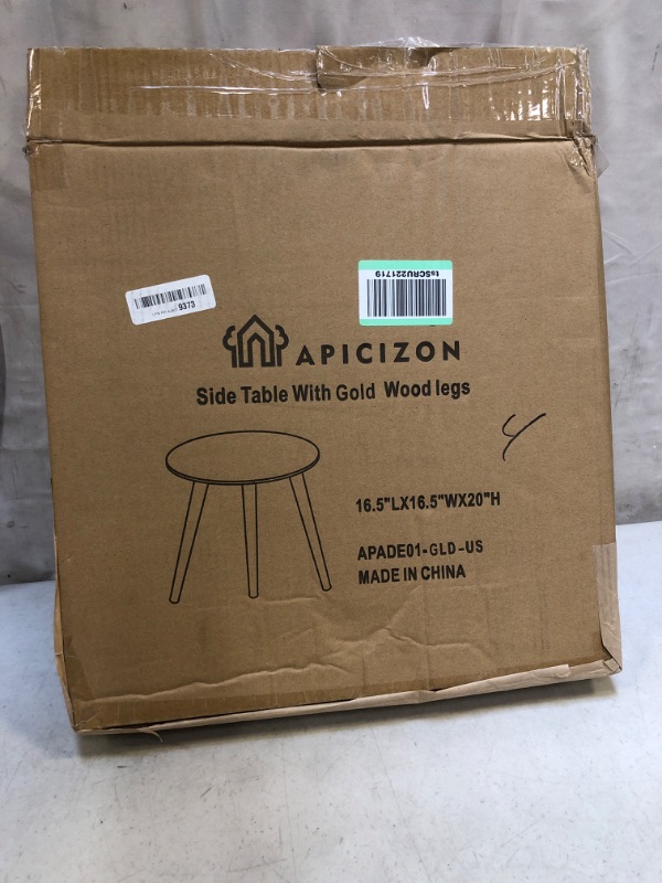Photo 1 of Apicizon Round Side Table, White Nightstand Coffee End Table for Living Room, Bedroom, Small Spaces, Easy Assembly Boho Side Table Home Decor Bedside Table with Glod Wood Legs 16.5 Inch (Gold) 1 Glod