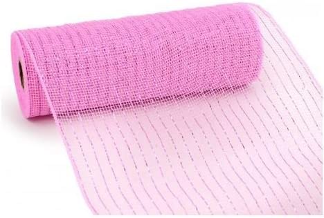 Photo 1 of 10 inch x 30 feet Deco Poly Mesh Ribbon (Metallic Pink with Pink Foil) : RE130122
