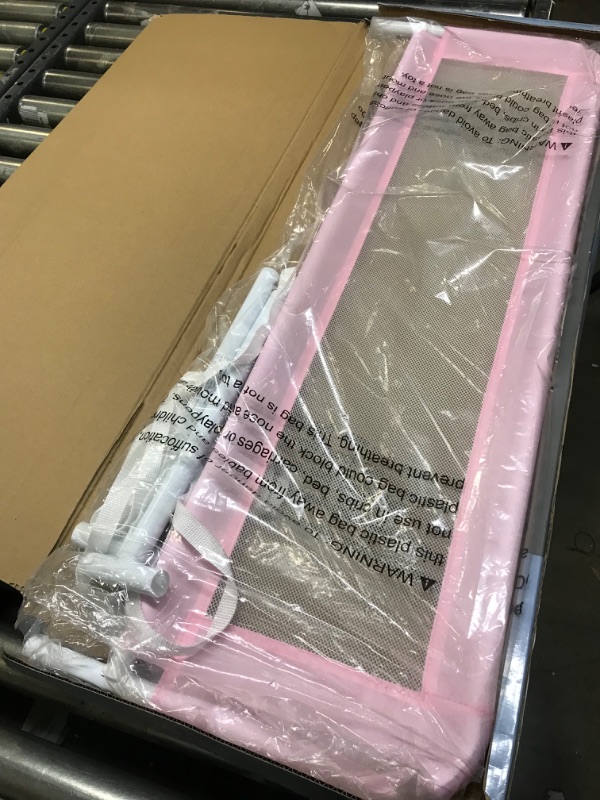 Photo 1 of Dream On Me Adjustable Mesh Bed Rail, Two Height Levels, Ready To Use, Compatible with Adult Twin Size Beds, All Steel construction, Equipped with Guard Gap, Durable Nylon Fabric Mesh, Pink