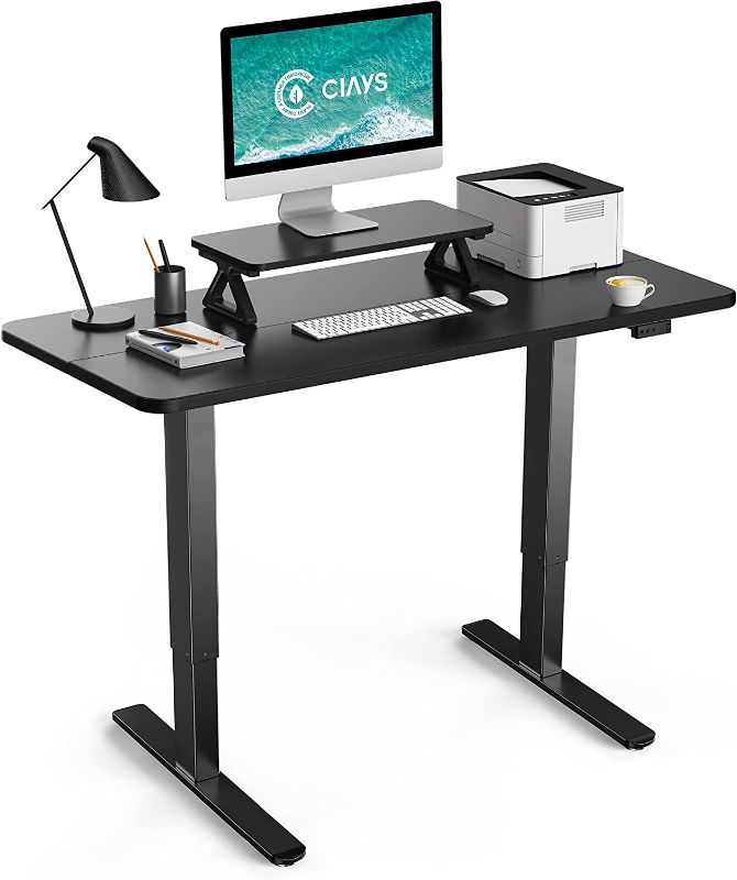 Photo 1 of Ciays 55" Electric Standing Desk, Ergonomic Height Adjustable Desk with Small Table for Home and Working, 55 x 24 inch Sit Stand Desk, Computer Workstation with Black (TZED2)  --- Box Packaging Damaged, Item is New

