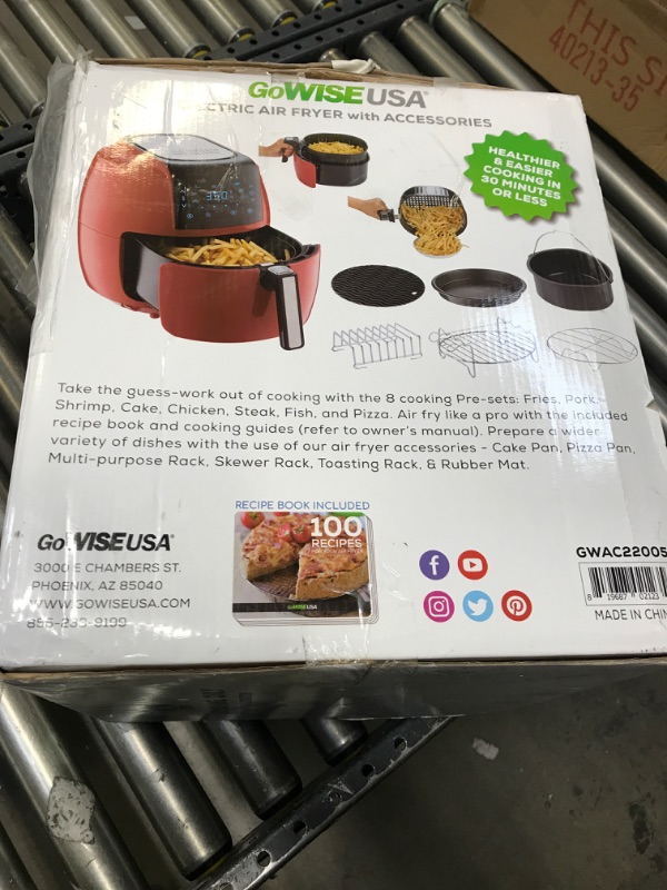 Photo 2 of 8-in-1 5.8 Qt. Chili Red Air Fryer with 6-Piece Accessory Set and 50-Recipes Book