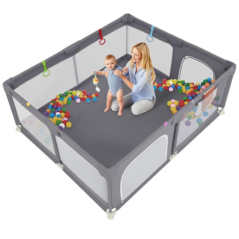 Photo 1 of Baby Playpen 71" x 59" , Yamctopy Playpens for Babies and Toddlers, Extra Large Baby Fence with Anti-Slip Base, Sturdy Safety Baby Playpen with Soft Breathable Mesh