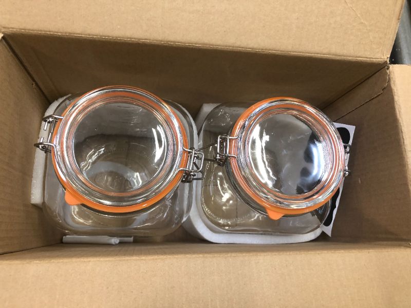 Photo 3 of [UPGRADE] 2 Pack Square Super Wide Mouth Airtight Glass Storage Jars with Lids, 1.1 Gallon Glass Jars with 2 Measurement Marks, Canning Jars with Leak-proof Lid for Kitchen(Extra Label, Pen and Gasket)