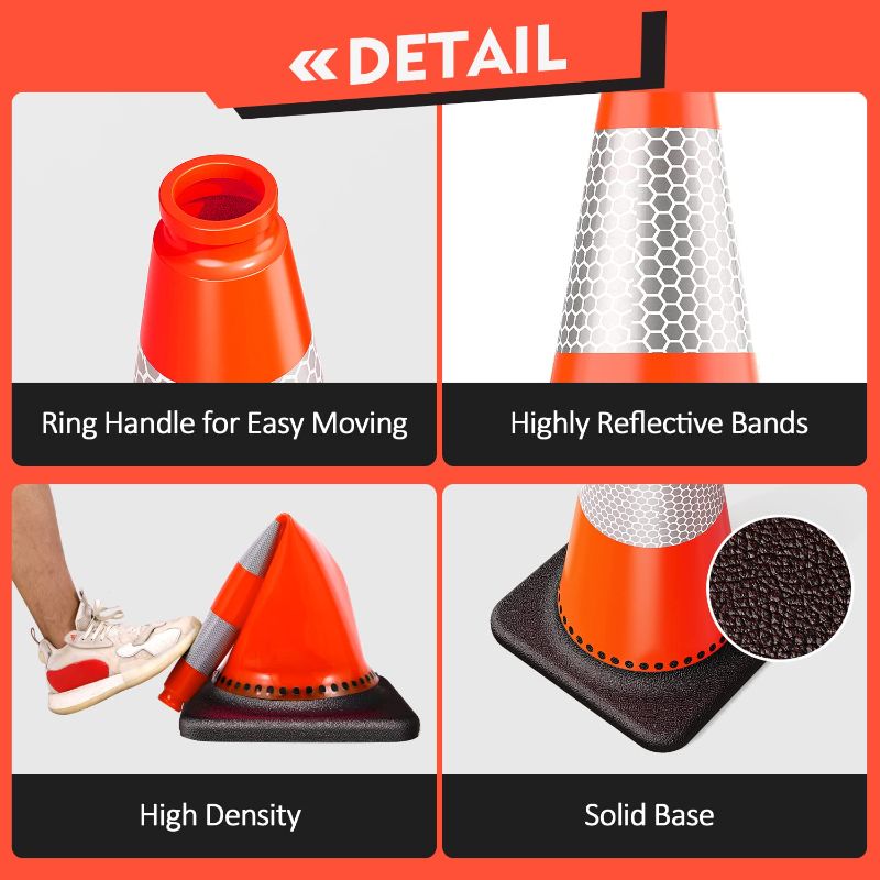 Photo 1 of  Traffic Safety Cones 28 Inch, PVC Cone with Black Weighted Base  --- No Box Packaging, Item is New
