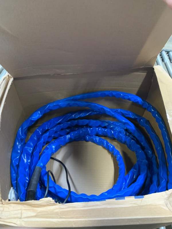 Photo 3 of Camco Heated Drinking Water Hose, - 20° F, 50-Foot, 5/8-Inch ID (22912-A) 50' Cold Weather (Freeze Protection to - 20?F) Frustration-Free Packaging --- Box Packaging Damaged, Moderate Use, Dirty From Previous Use
