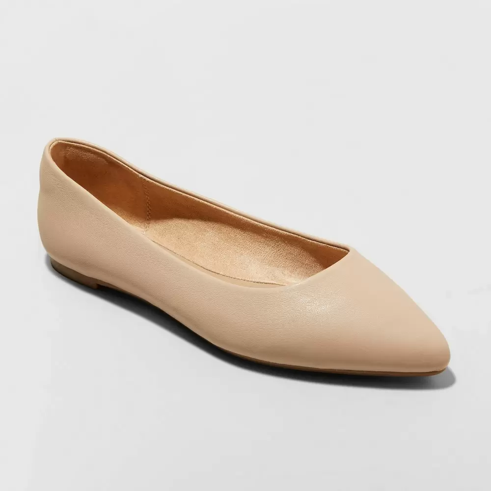 Photo 1 of 2 pairs of Women's Corinna Pointed Toe Ballet Flats - A New Day Tan 11 and 10 