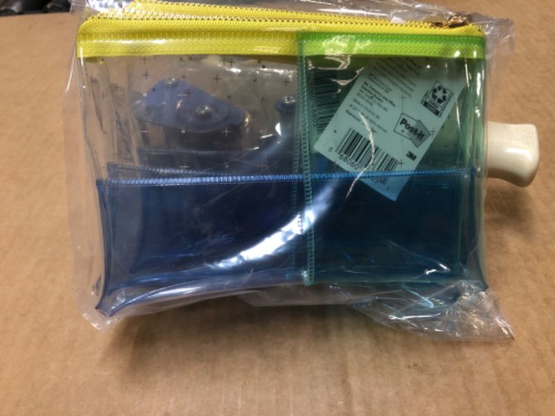 Photo 2 of 3 pieces of Post-it 1-Zipper Transparent Pencil Pouch Weave Yellow/Blue