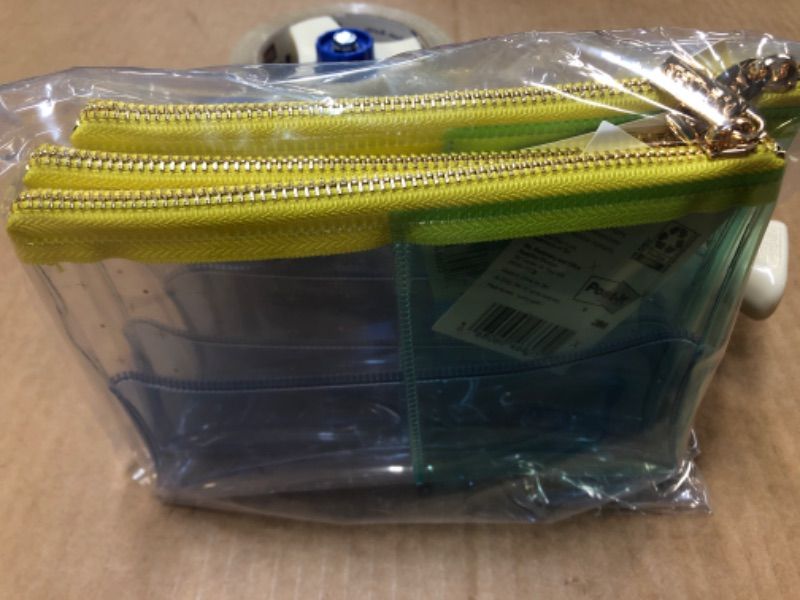 Photo 2 of 3 pieces of Post-it 1-Zipper Transparent Pencil Pouch Weave Yellow/Blue