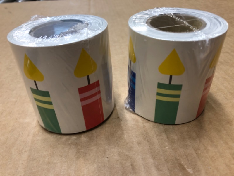 Photo 2 of 2 rolls of     36&#39; Reversible Rolled Bulletin Board Candles/Chevron Boarder - Horizon Group