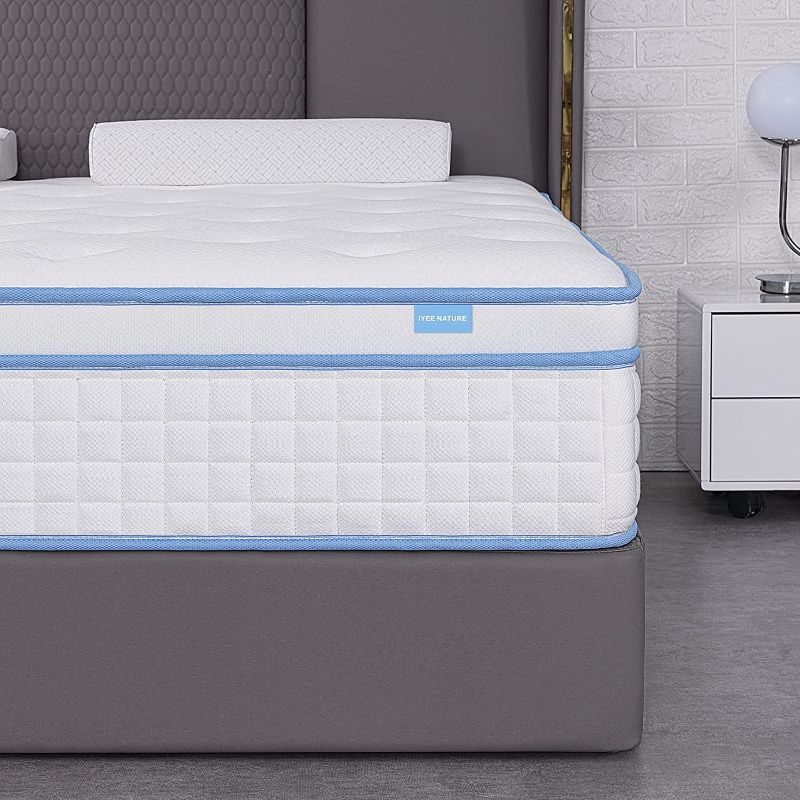 Photo 1 of 
Roll over image to zoom in






2 VIDEOS

VIEW IN YOUR ROOM
IYEE NATURE twin  Mattress,  Size Hybrid Memory Foam and Individual Pocket Spring,Queen Bed Mattress in a Box with Breathable and Pressure Relief,Medium Soft,Sky Bule