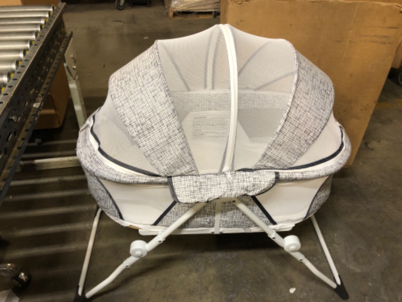 Photo 2 of Dream On Me Karley Plus Portable Quick Fold Bassinet with Removable Canopy in Cool Grey