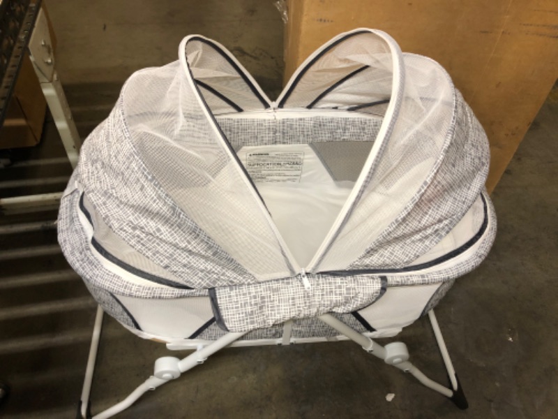 Photo 3 of Dream On Me Karley Plus Portable Quick Fold Bassinet with Removable Canopy in Cool Grey