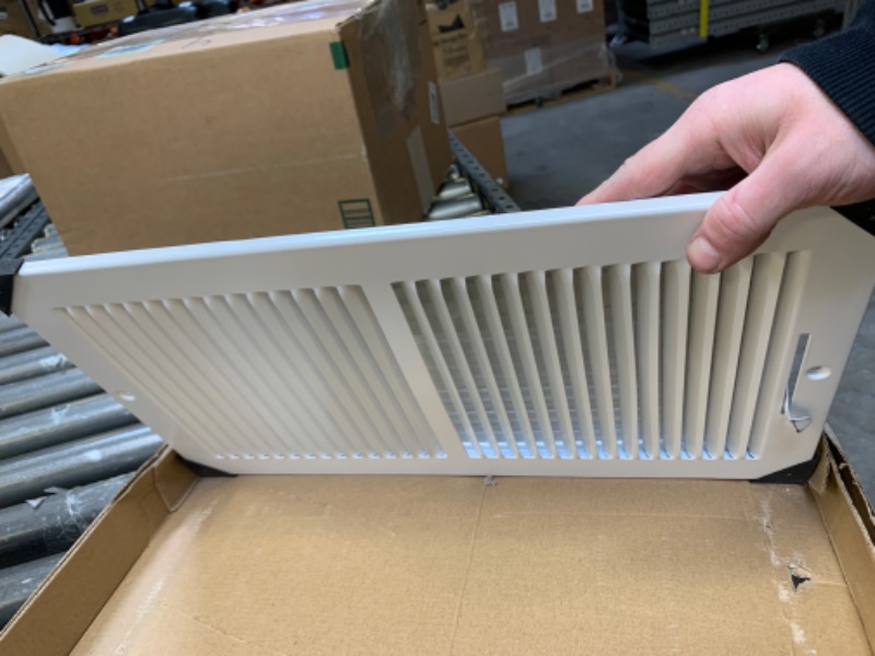 Photo 4 of 16" X 8" 2-Way-Vertical AIR Supply Grille - Vent Cover & Diffuser - Flat Stamped Face - White [Outer Dimensions: 17.75"w X 9.75"h] 16 x 8 - 2 Way White --- Box Packaging Damaged, Item is New
