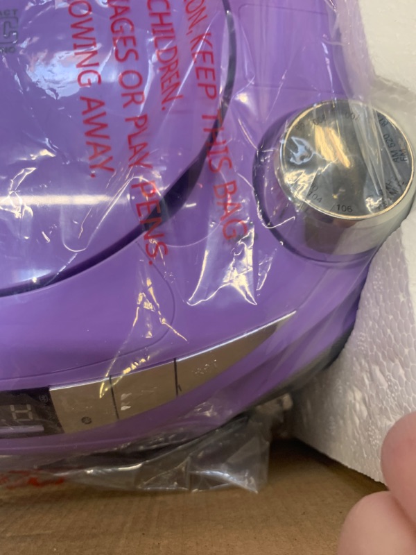 Photo 1 of Magnavox MD6949-PL Portable Top Loading CD Boombox with AM/FM Stereo Radio and Bluetooth Wireless Technology in Purple | CD-R/CD-RW Compatible | LED Display | --- Box Packaging Damaged, Item is New
