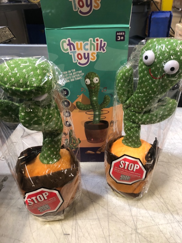 Photo 2 of Chuchik Dancing Talking Cactus Toy for Babies – 60 Songs the Singing Cactus Toy with 3 Changeable Outfits – Plush Wiggle Dancing Talking Repeating Mimicking Cactus Toy with Glowing LED Lights (2 Pack)