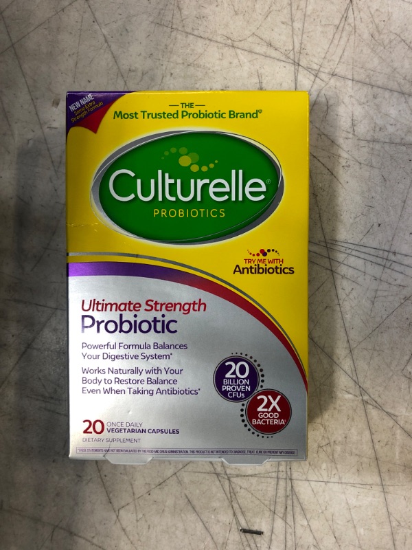 Photo 2 of Culturelle Ultimate Strength Daily Probiotic for Women & Men - 20 Count - Digestive Health Capsules, Naturally-Sourced Daily Probiotics for Digestive Health and Immune Support, Gluten Free & Soy Free 20 Count (Pack of 1) EXP12/22