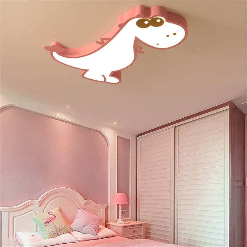 Photo 1 of RUNNUP Creative Dinosaur LED Flush Ceiling Light Children Bedroom Light Chandelier Modern Decoration Stepless Dimming Pendant Lamps for Living Room Bedroom Kids Room,Pink
