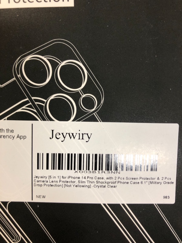 Photo 4 of 4 BOXES----Jeywiry [7 in 1] for iPhone 14 Pro Case, with 2 Pcs Screen Protector ? 2 Pcs Camera Lens Protector, Slim Thin Shockproof Phone Case 6.1" [Military Grade Drop Protection] [Not Yellowing] -Crystal Clear iPhone 14 Pro Crystal Clear