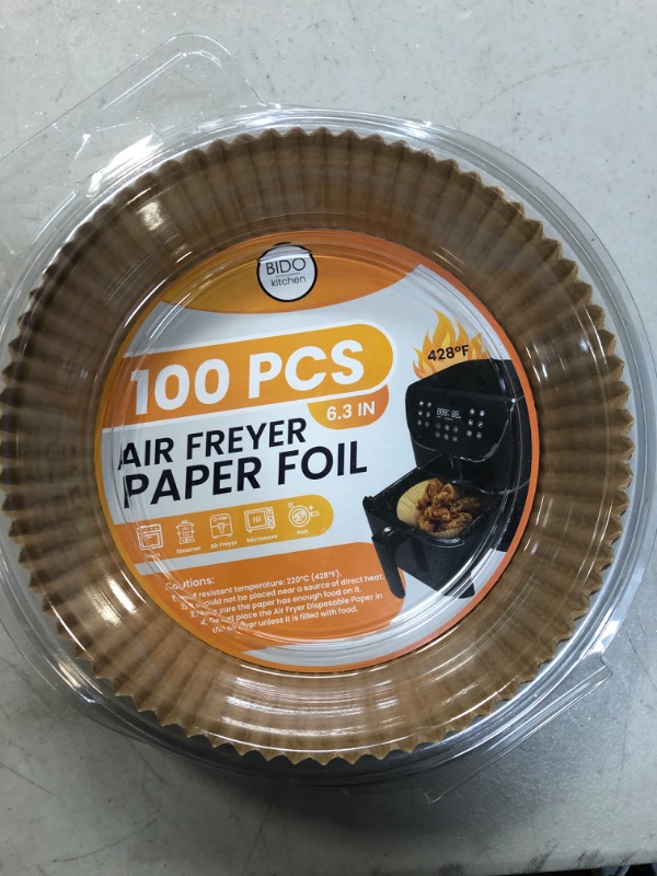 Photo 3 of Air Fryer Disposable Paper Liners, 100 Pcs - 6.3 in’ Non Stick Baking and Parchment Paper Sheets -Oil&Water Proof-Airfryer Parchment Liners-for Baking, Roasting and Frying-Cooking,Kitchen Accessories 100 6.3