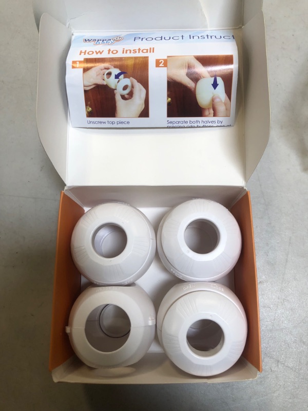 Photo 1 of Child Safety Door Knob Cover (4 Pack) Hard-to-Remove Dual-Lock Door Handle Covers for Kids - Reusable Baby Proof Door Knob Locks - Installs Easily, No Tools Needed 4 White