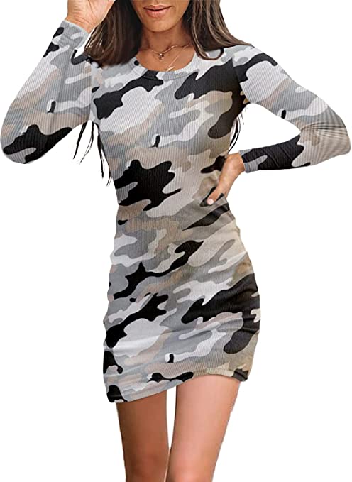 Photo 1 of Samefar Women's Long Sleeve Bodycon Dress Scoop Neck Ribbed Knit Sweater Dress Slim Fit Mini Dresses
SIZE XS