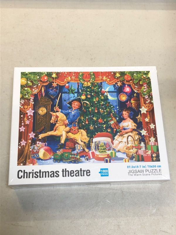 Photo 1 of 1000 Piece Christmas Puzzle for Adults Jigsaw Puzzle Medium Difficulty Fun Jigsaw Puzzle Gifts for Kids Age 8-10 and Up Christmas Puzzles 1000 Pieces(27.56 x 19.68 Inch) Christmas Theater --- FACTORY SEALED