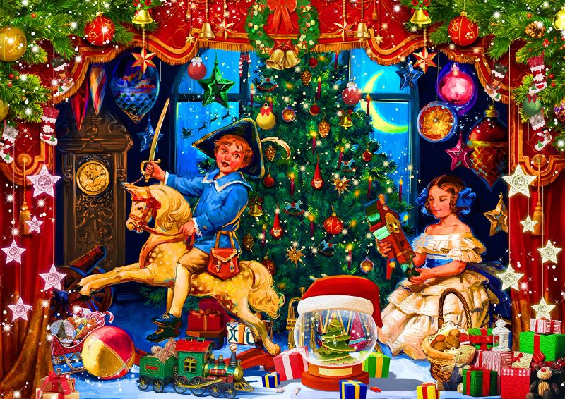 Photo 1 of 1000 Piece Christmas Puzzle for Adults Jigsaw Puzzle Medium Difficulty Fun Jigsaw Puzzle Gifts for Kids Age 8-10 and Up Christmas Puzzles 1000 Pieces(27.56 x 19.68 Inch) Christmas Theater --- FACTORY SEALED
