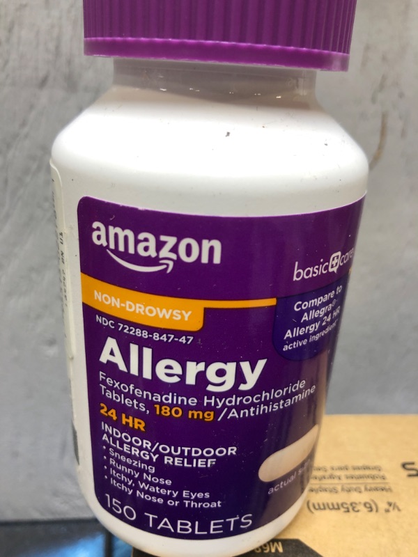 Photo 2 of Amazon Basic Care Fexofenadine Hydrochloride Tablets, 180 mg, 150 Count, Pink 150 Count (Pack of 1)