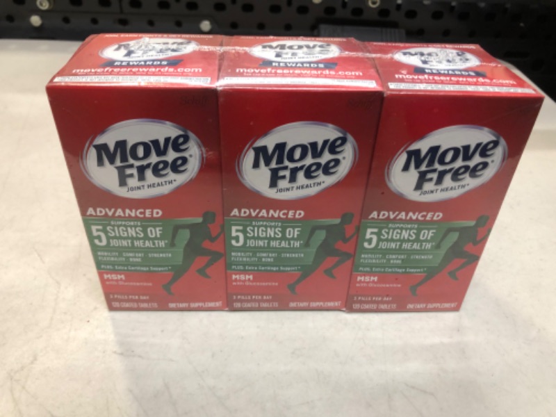 Photo 2 of Move Free Advanced Glucosamine Chondroitin MSM Joint Support Supplement, Supports Mobility Comfort Strength Flexibility & Bone - 3x120 Bottles (120 servings)*
